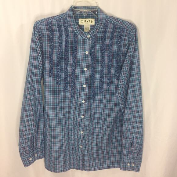 Orvis Women's Shirt Blouse Plaid Long Sleeve Size Medium - Picture 6 of 7